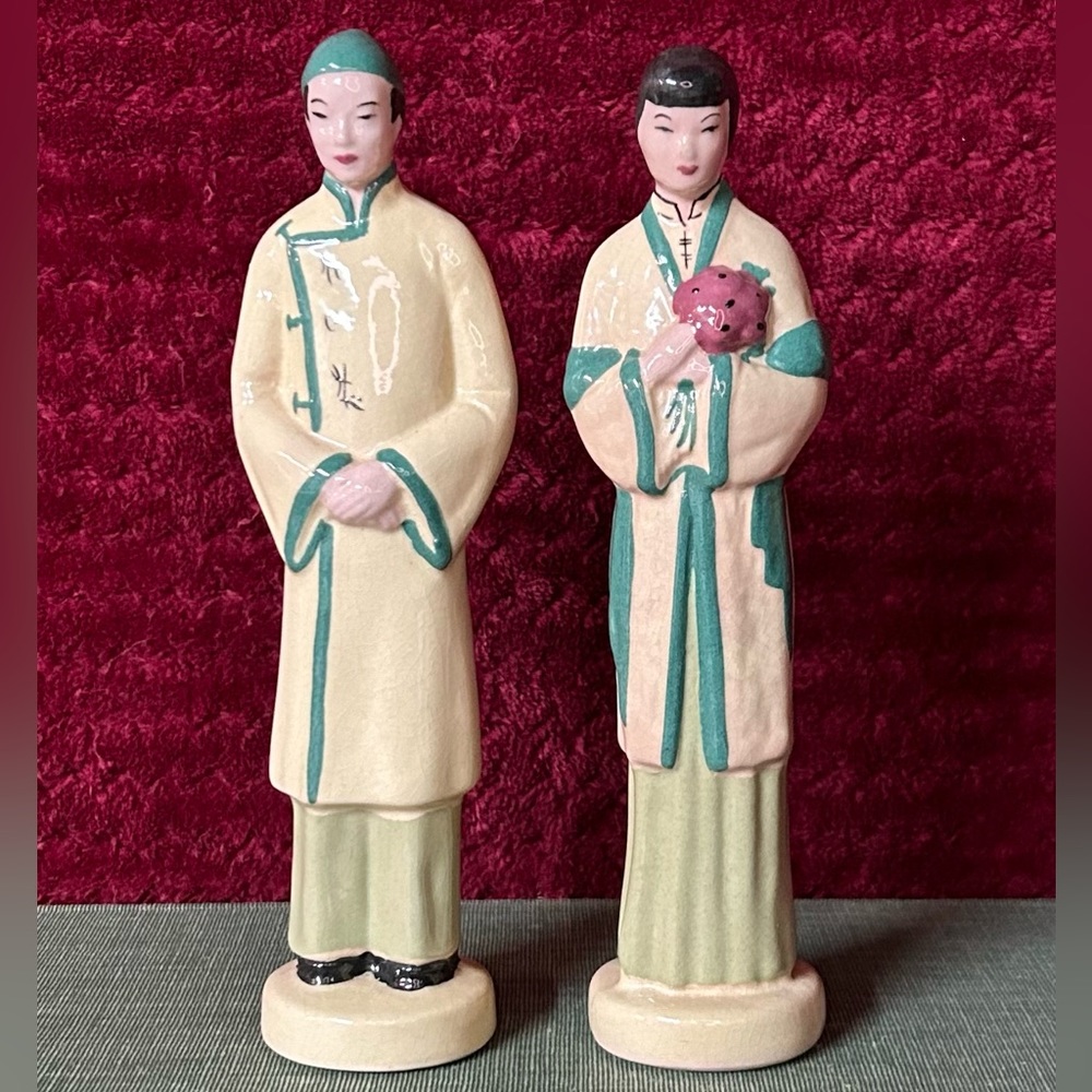 Vintage Asian Man and Woman Figurines